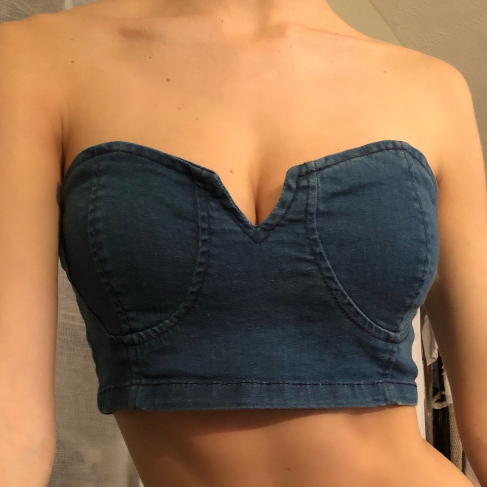 Denim bustier crop